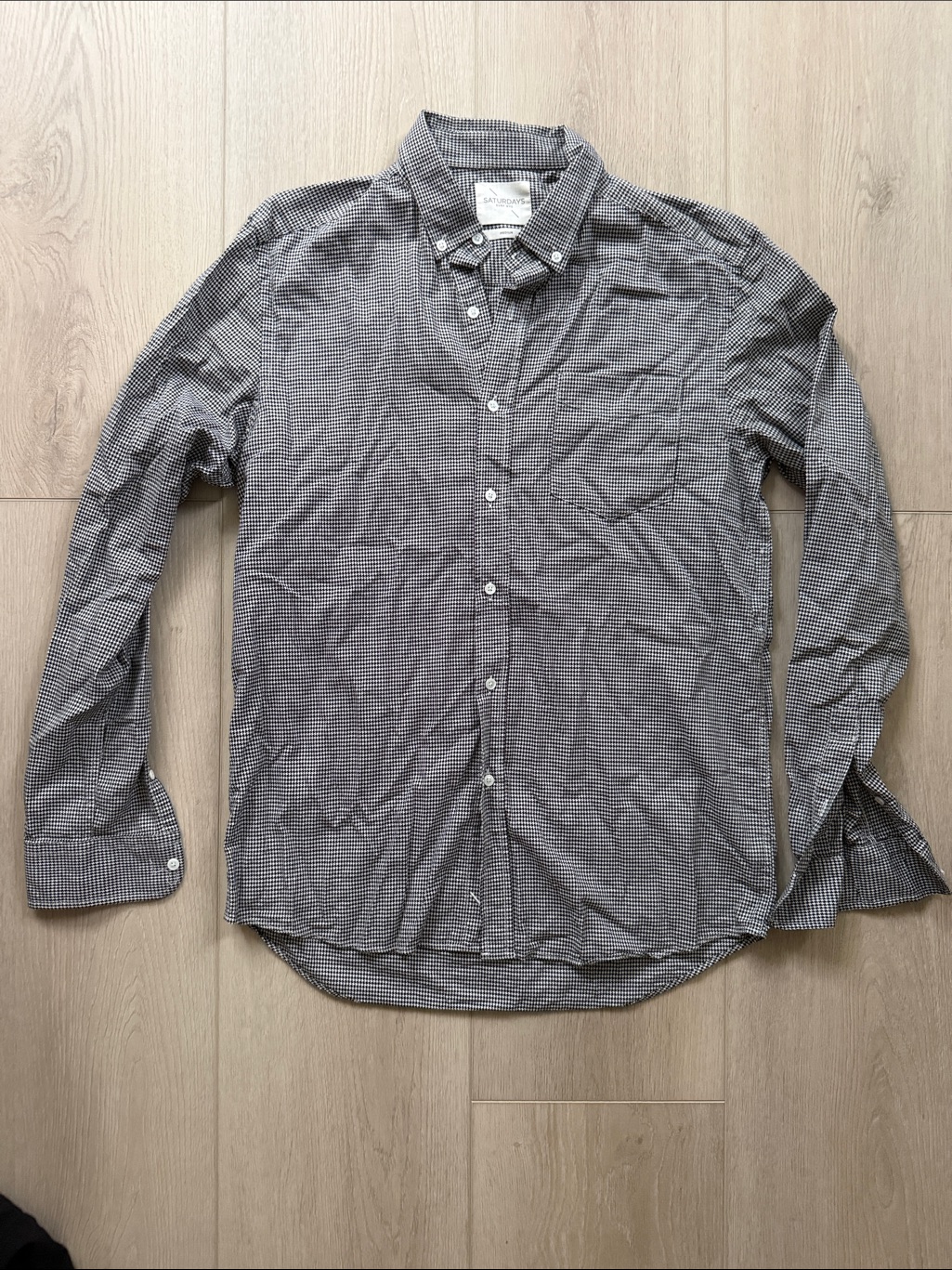Saturdays New York City Black & White Houndstooth Button-Down Shirt